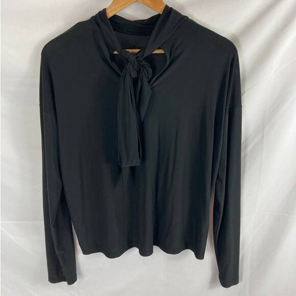 Nine West Tie Back Long Sleeve top Black Size Medium - Picture 2 of 5